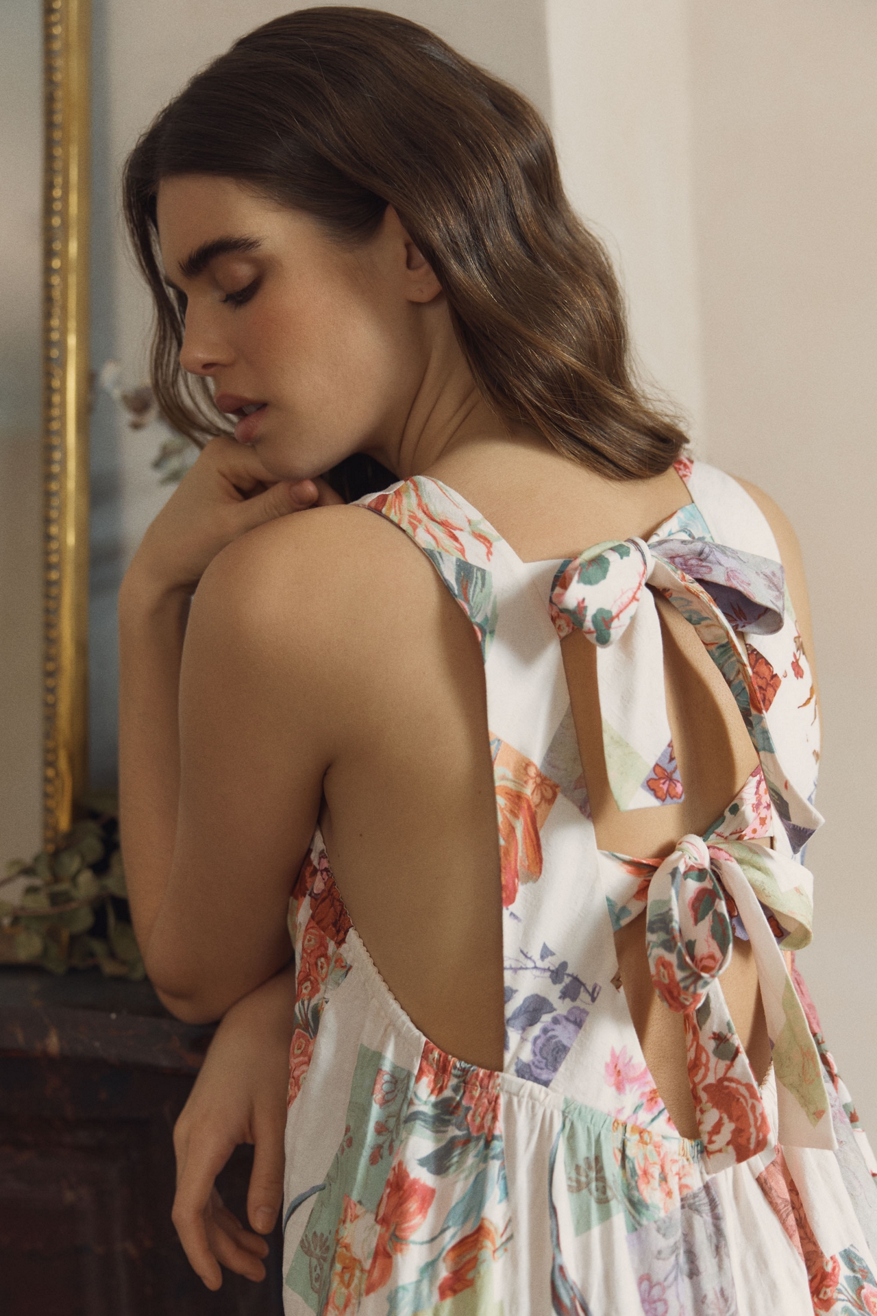 LyreBird Printed Tie-Back Midi Nap Dress