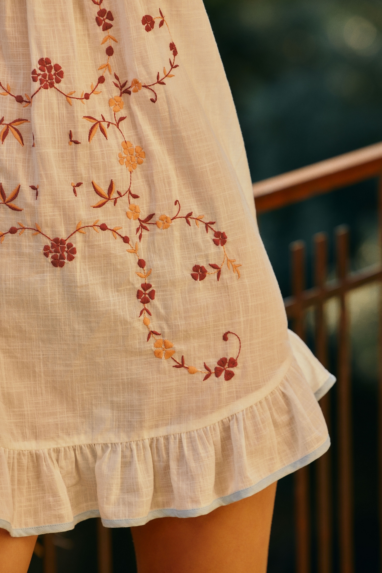 LyreBird Embroidered Ruffle Mini Nap Dress