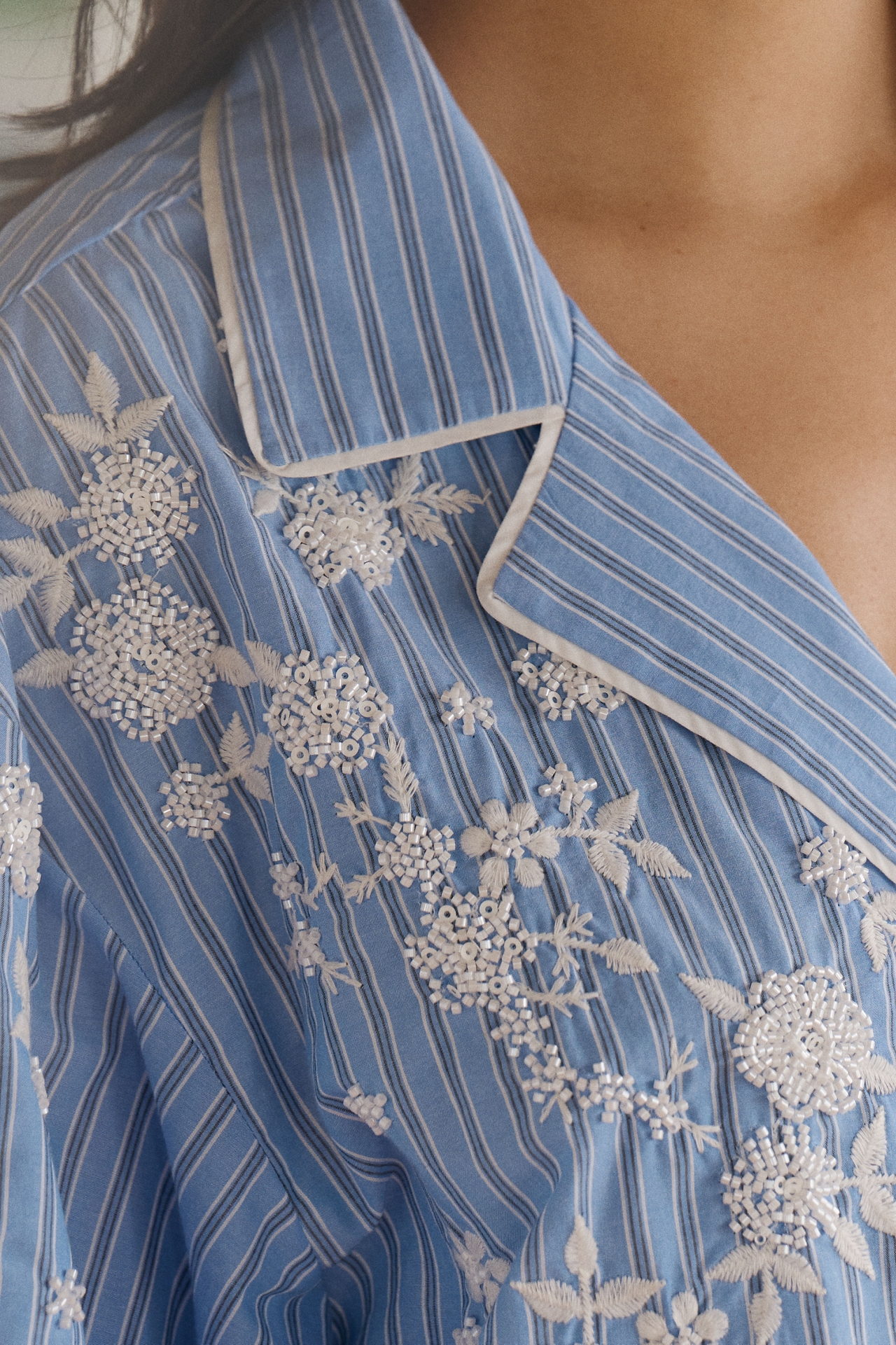 LyreBird Cotton Embellished Buttondown Top