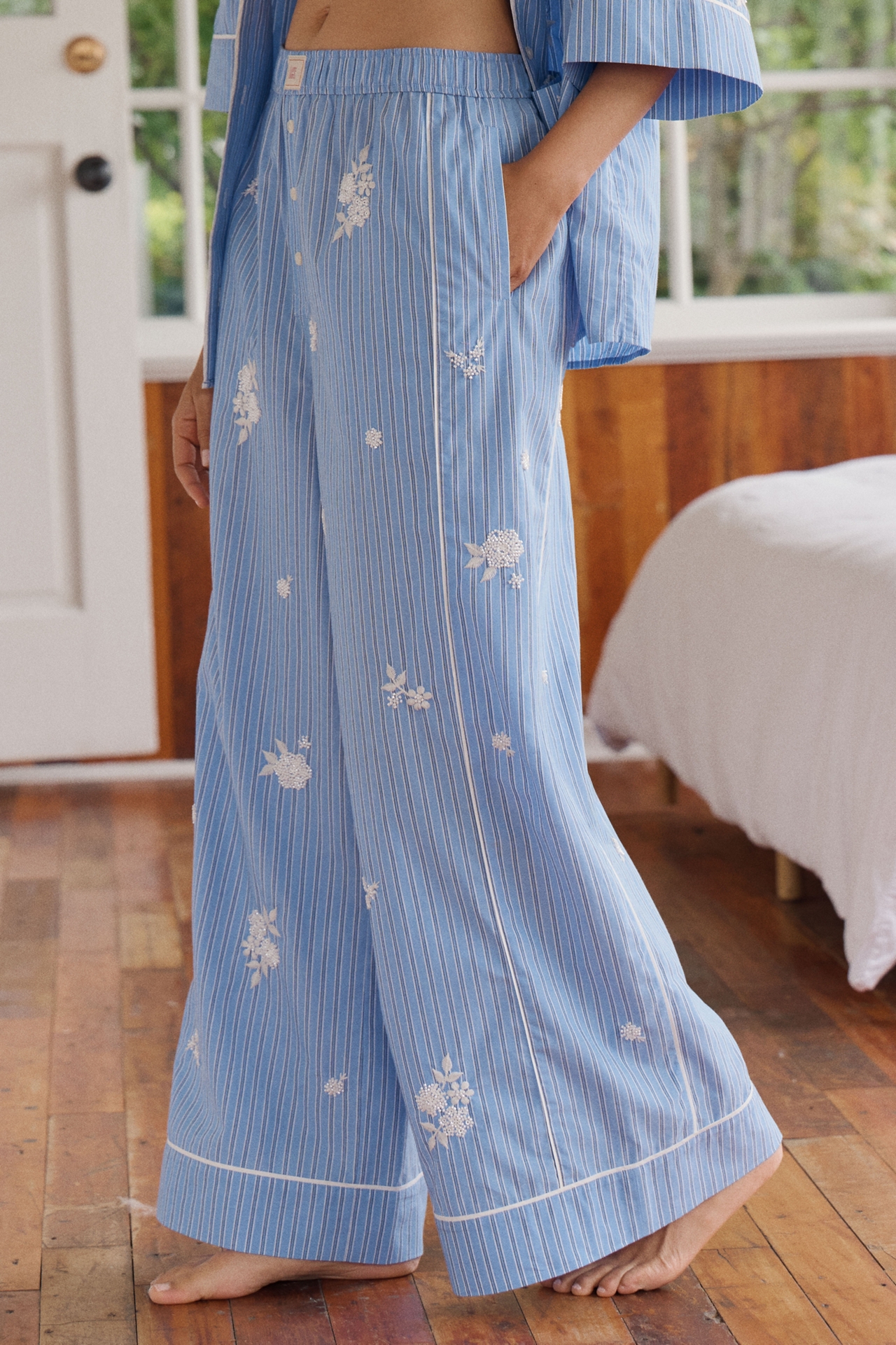 LyreBird Cotton Embellished Boxer Pants
