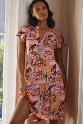 By Anthropologie Ruffle Sleeve Dress