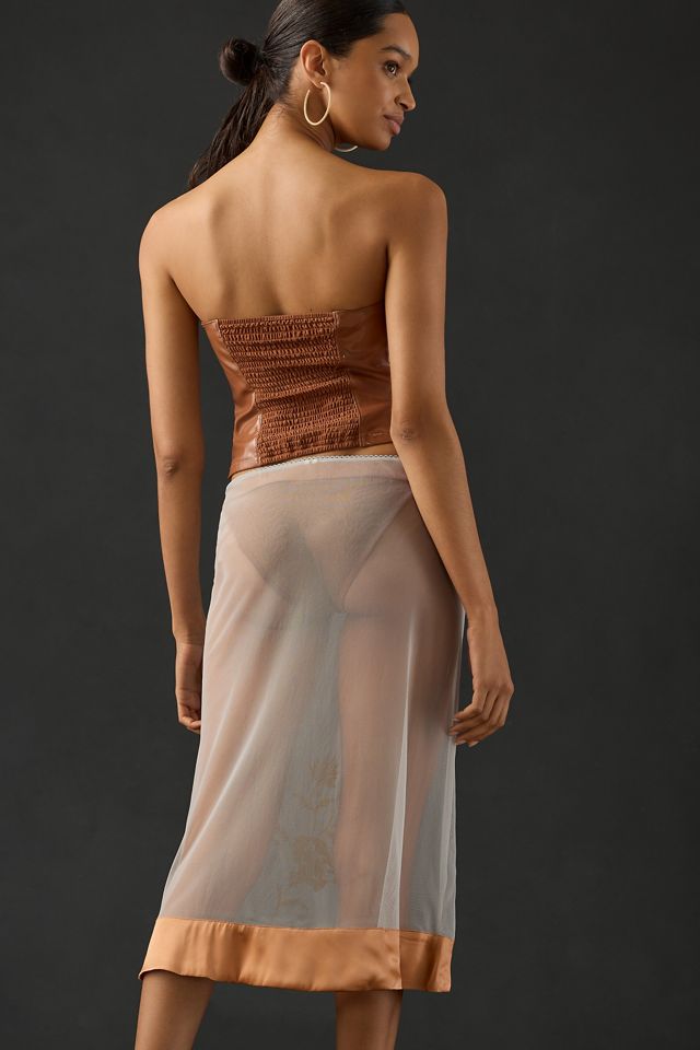By Anthropologie Embroidered Sheer Midi Skirt #2