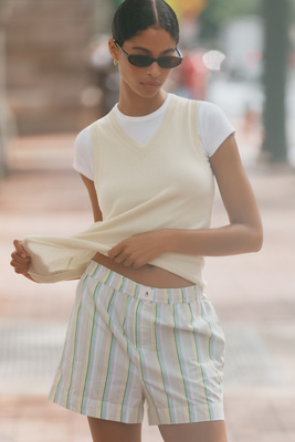 anthropologie The Wren Boxer Shorts Green Stripe