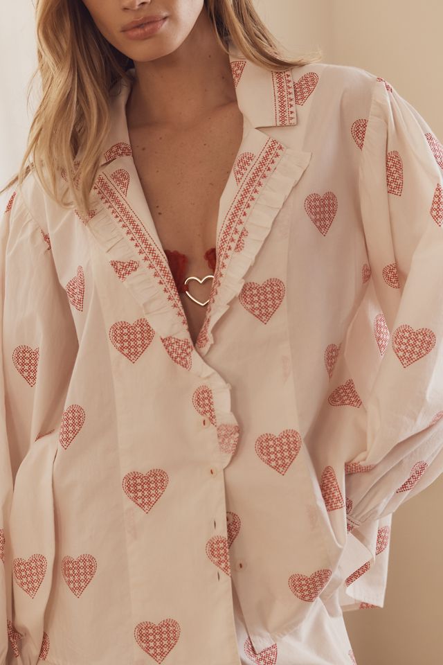 By Anthropologie Long-Sleeve Collared Pajama Top #2