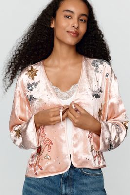 LyreBird Verzierte Samt-Bettjacke