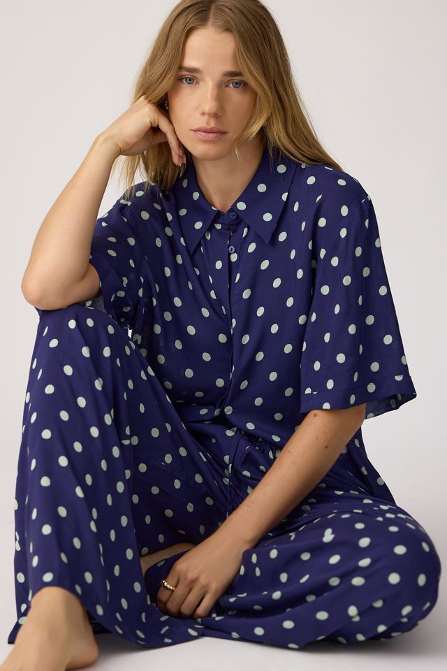 It's 9pm Antibes Polka Dot Shirt & Wide-Leg Trousers Set #1