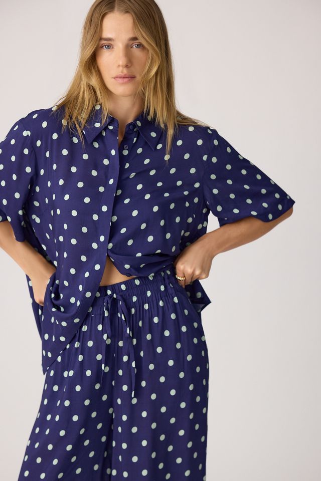 It's 9pm Antibes Polka Dot Shirt & Wide-Leg Trousers Set #2