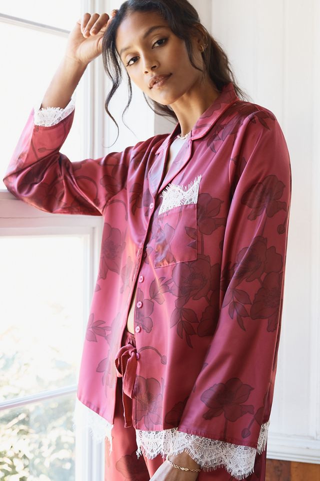 Rachel Parcell Long-Sleeve Satin Pajama Set #2