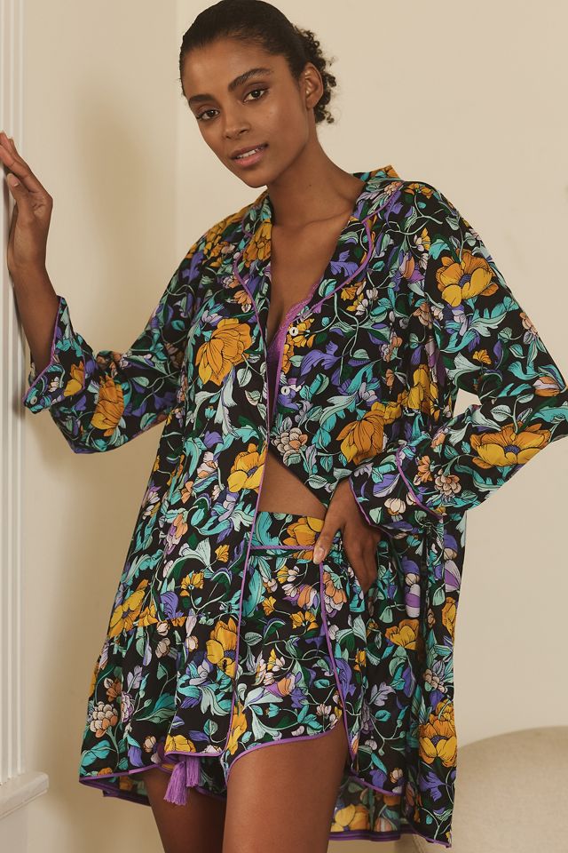 Alexandra Farmer Long-Sleeve Pajama Shorts Set | Anthropologie