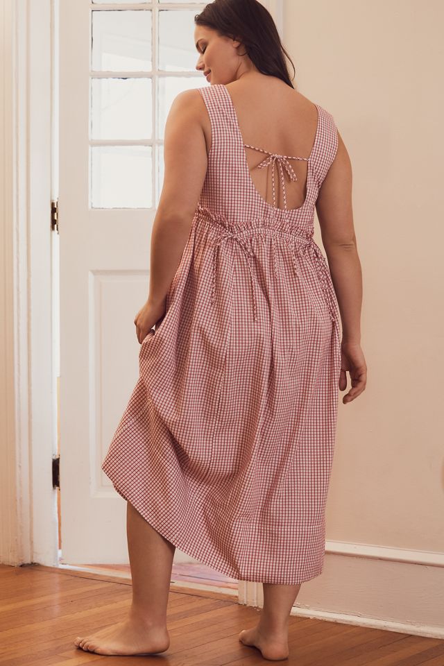 By Anthropologie Sleeveless Gingham Midi Dress #6