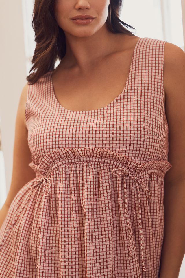 By Anthropologie Sleeveless Gingham Midi Dress #7