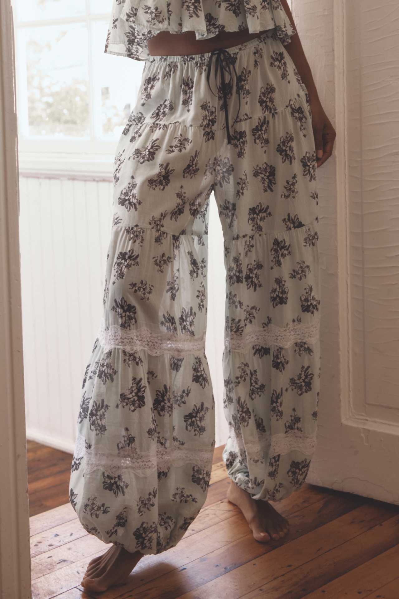 By Anthropologie Lace-Inset Pajama Pants