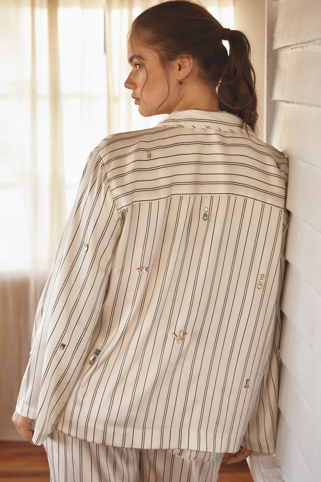 By Anthropologie Silky Bejeweled Pajama Top #4