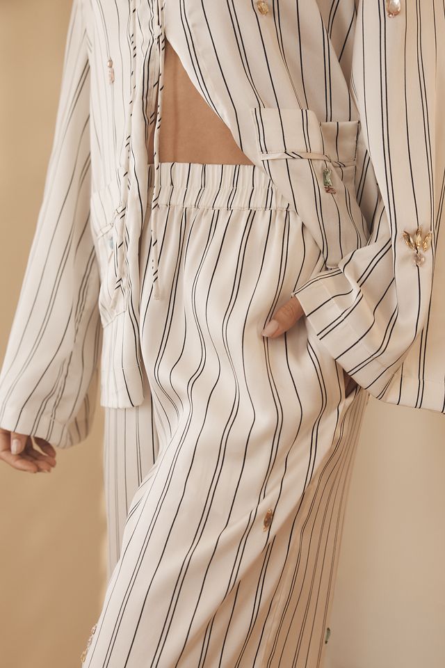 By Anthropologie Silky Bejeweled Pajama Bottoms #2