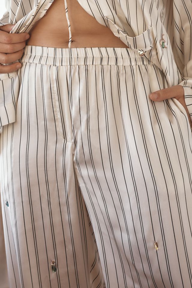 By Anthropologie Silky Bejeweled Pajama Bottoms #5