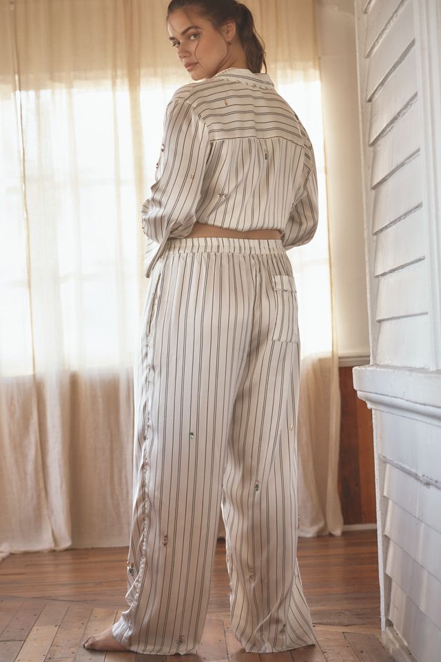 By Anthropologie Silky Bejeweled Pajama Bottoms #6