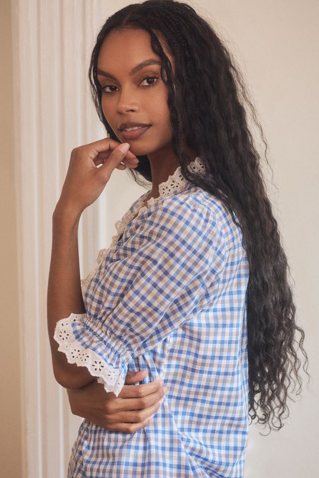 By Anthropologie Blusa con Botones de Manga Abullonada con Ribete de Encaje #1