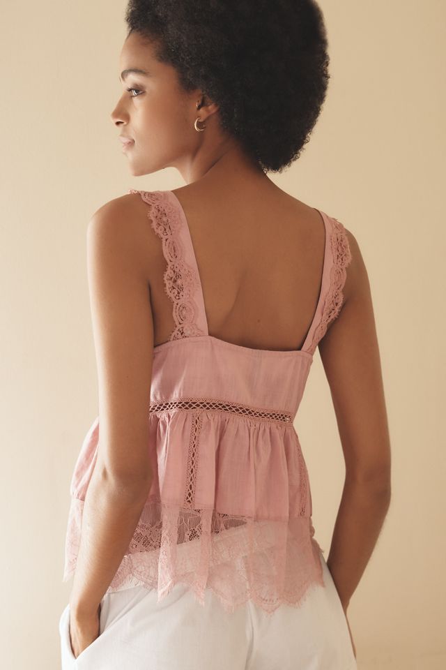 By Anthropologie Lace Tie-Front Flyaway Tank #1