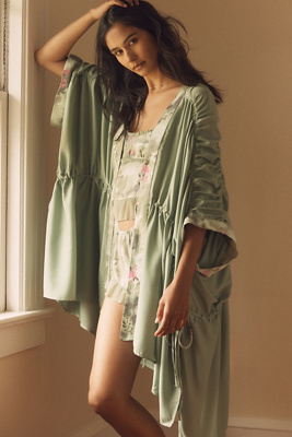 By Anthropologie Silky Ruched Robe | Anthropologie