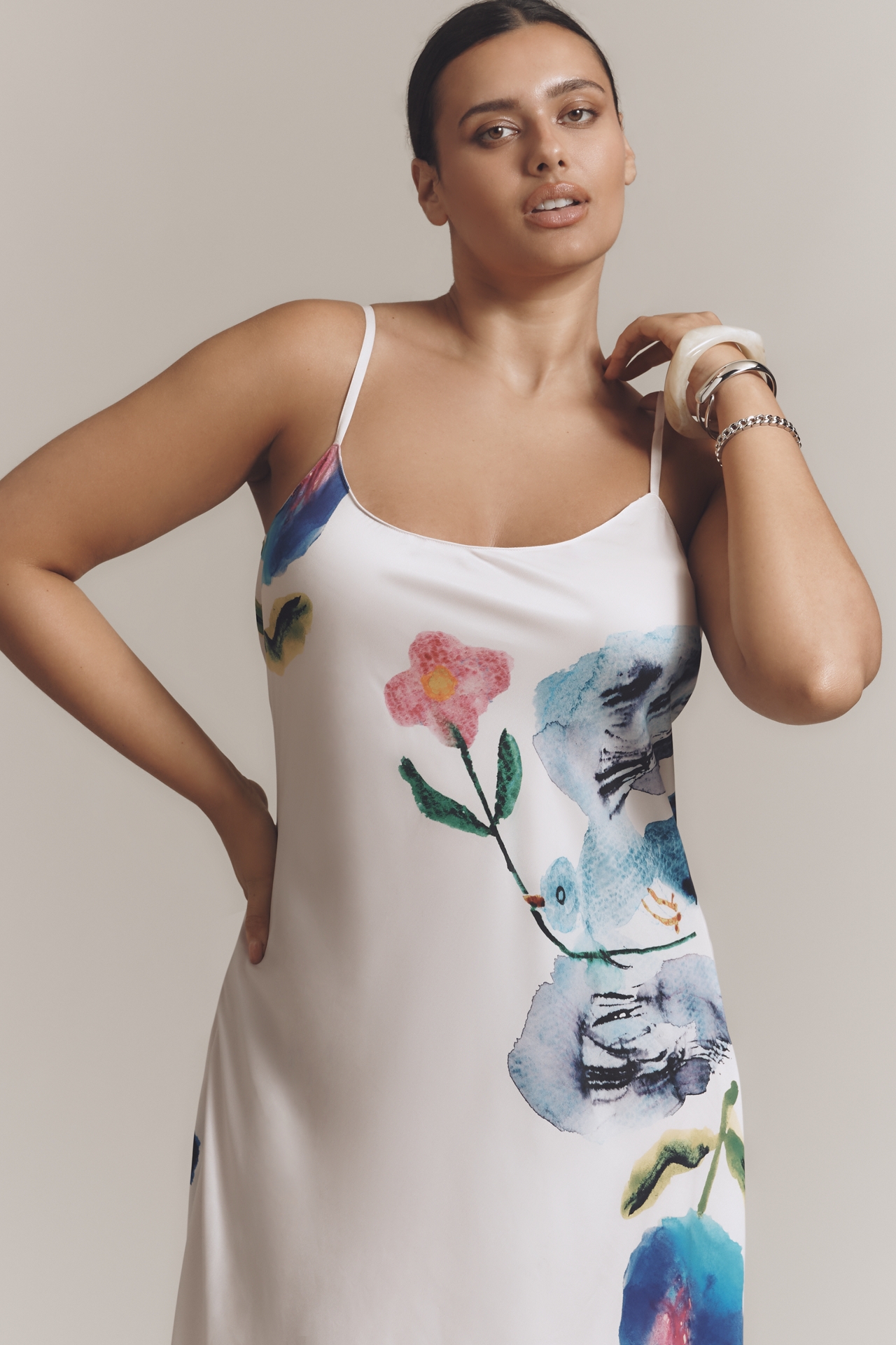Yumi Kimura x LyreBird Printed Midi Slip Dress