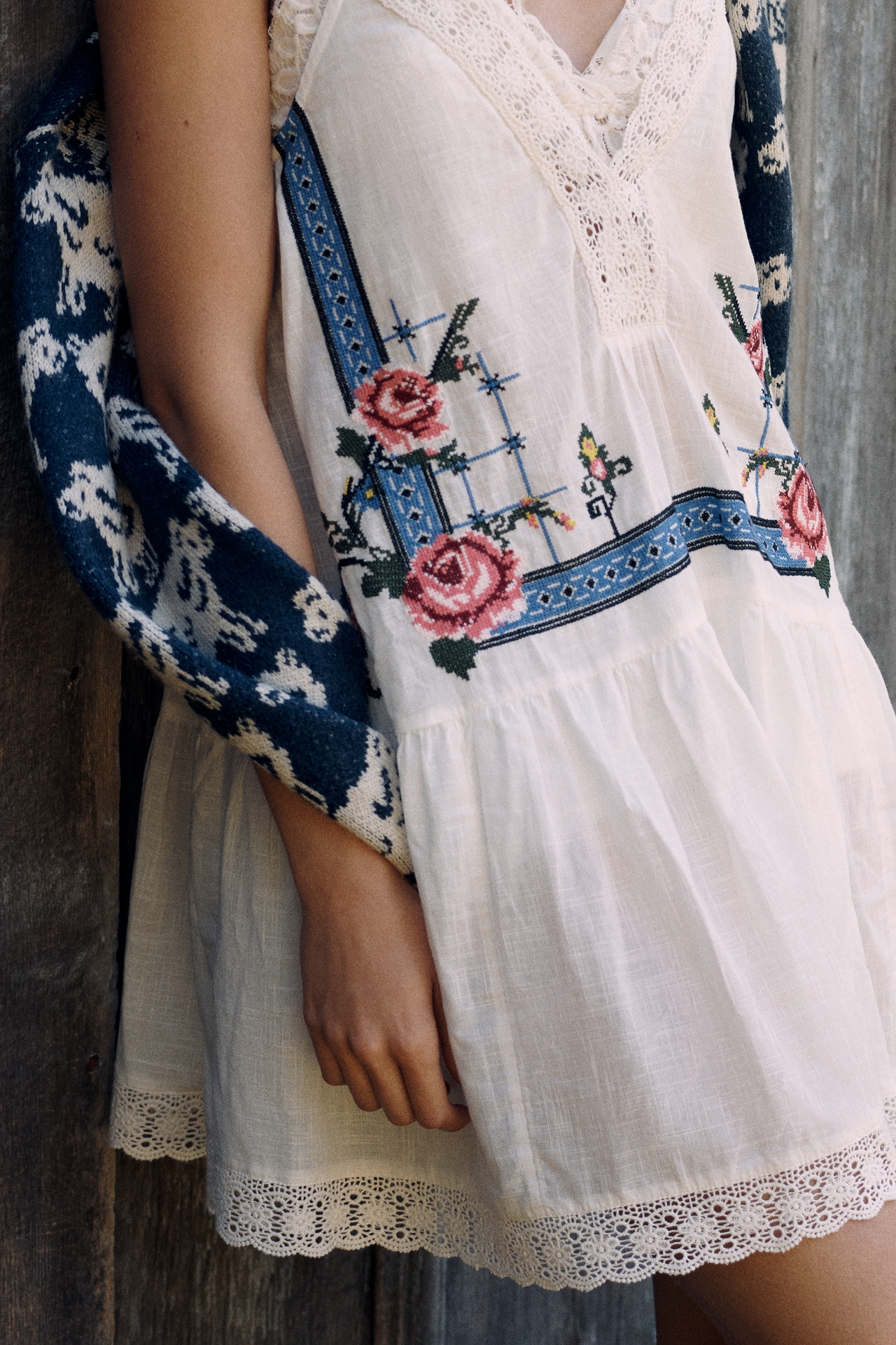 LyreBird Lacy Trim Mini Swing Dress