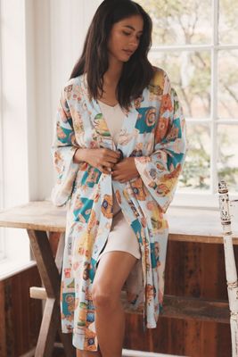 Robe midi imprimée en soie LyreBird