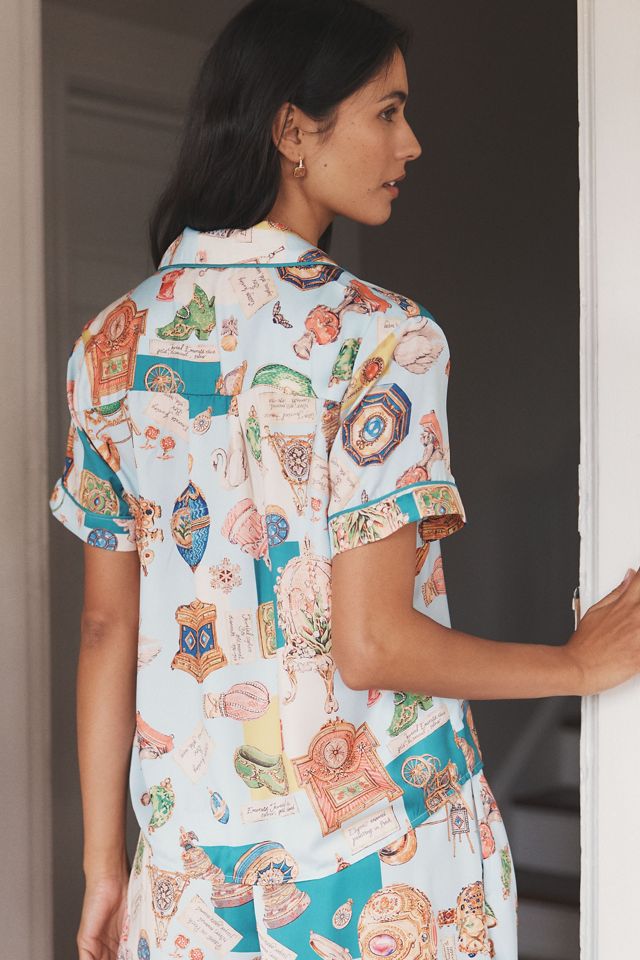 LyreBird Short-Sleeve Silky Printed Pyjama Top #3