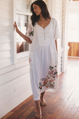 Lyrebird Floral Midi Nap Dress In White
