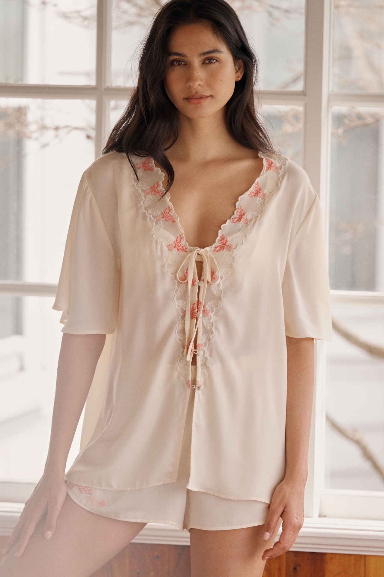 LyreBird Silky Tie-Front Top