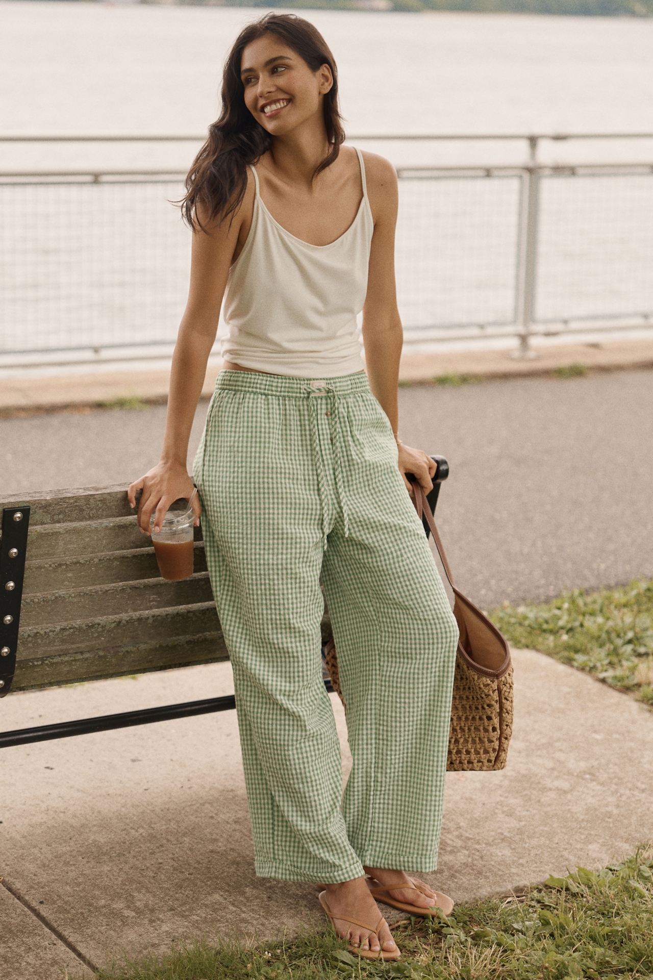 LyreBird Woven Cotton Wide-Leg Pants