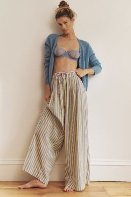 Shop By Anthropologie Mixed Stripe Wide-leg Pants In Multicolor