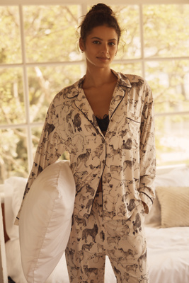 By Anthropologie The Briar Piped Pajama Shirt: Long-sleeve Edition