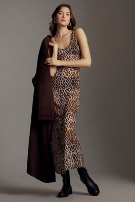 Mucci Claudette Sheer Mesh Slip Midi Dress In Multicolor