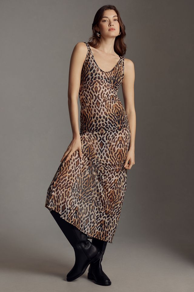 Mucci Claudette Sheer Mesh Slip Midi Dress #4