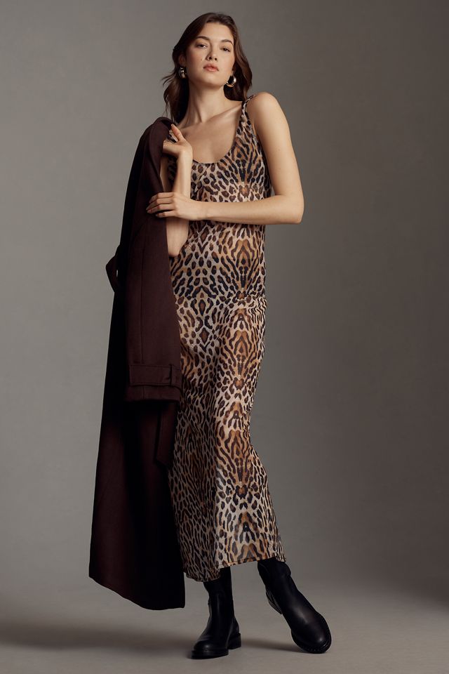 Mucci Claudette Sheer Mesh Slip Midi Dress #1
