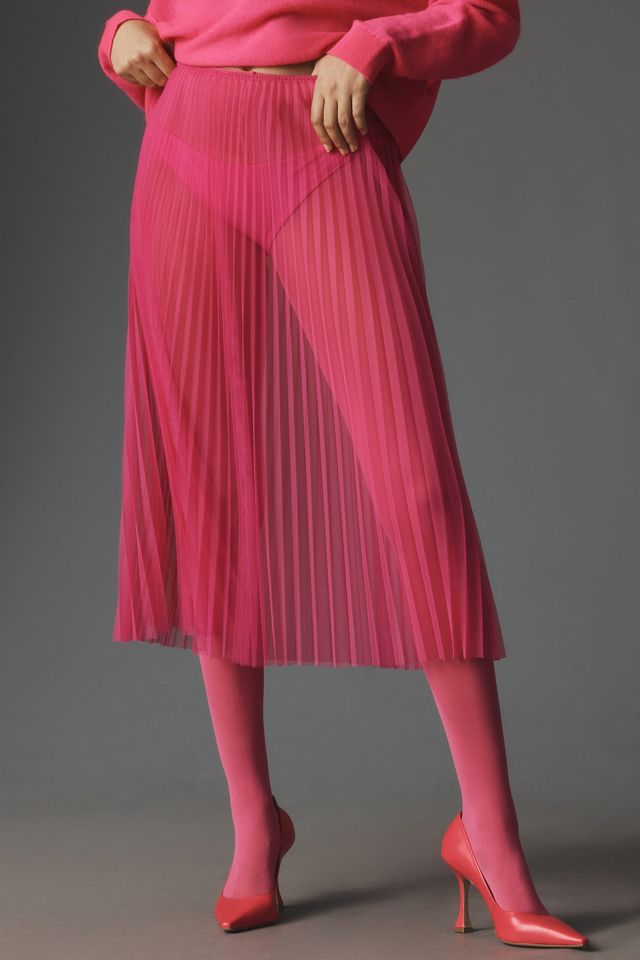 By Anthropologie Sunburst Pleated Sheer Midi Skirt #2