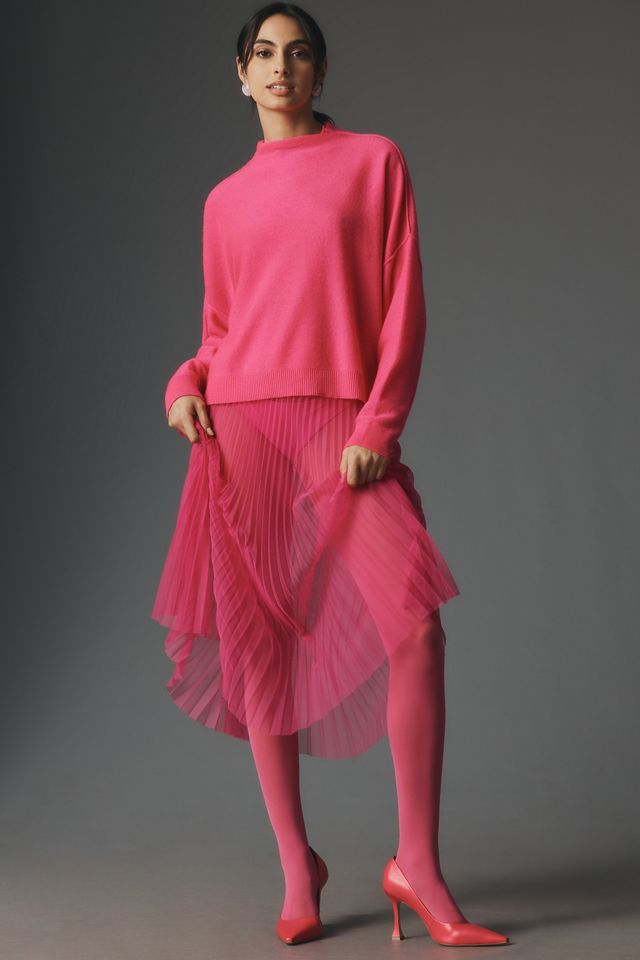 By Anthropologie Sunburst Pleated Sheer Midi Skirt #1