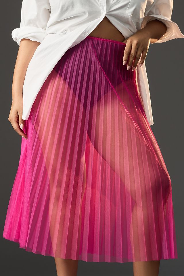 By Anthropologie Sunburst Pleated Sheer Midi Skirt #6