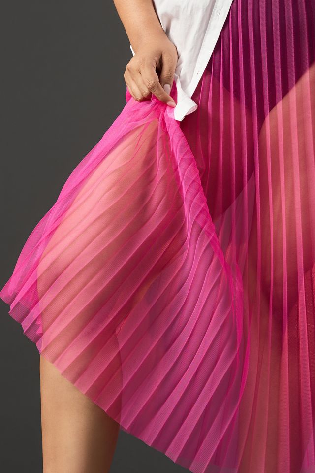By Anthropologie Sunburst Pleated Sheer Midi Skirt #7