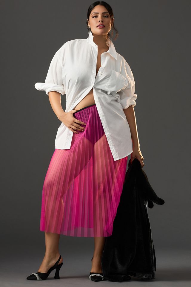 By Anthropologie Sunburst Pleated Sheer Midi Skirt #5