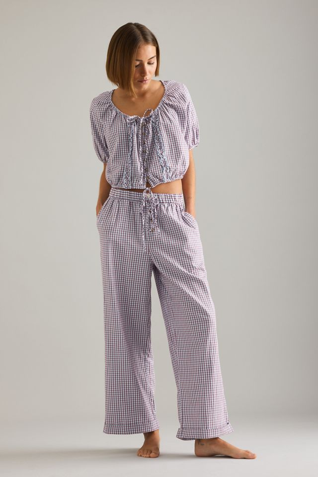 LyreBird Short-Sleeve Flannel Buttondown Crop Top #3