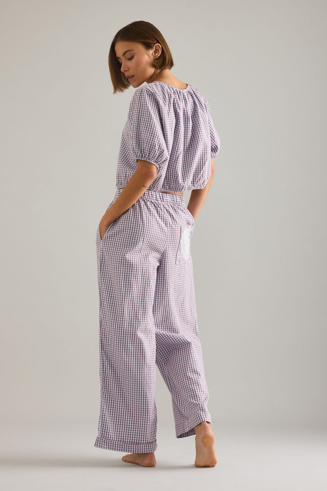 LyreBird Short-Sleeve Flannel Buttondown Crop Top #1