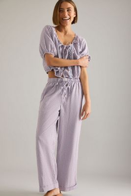 LyreBird Flannel Wide-Leg Trousers