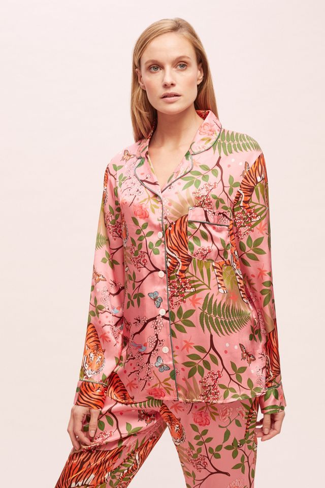 Karen Mabon Tiger-Print Silk Sleep Top #2