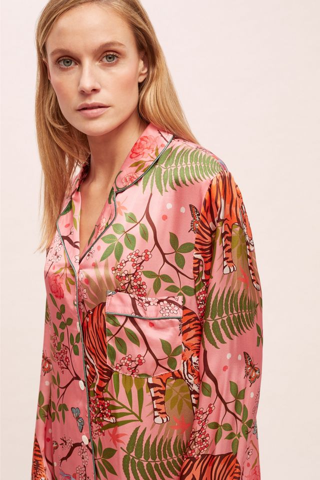 Karen Mabon Tiger-Print Silk Sleep Top #3