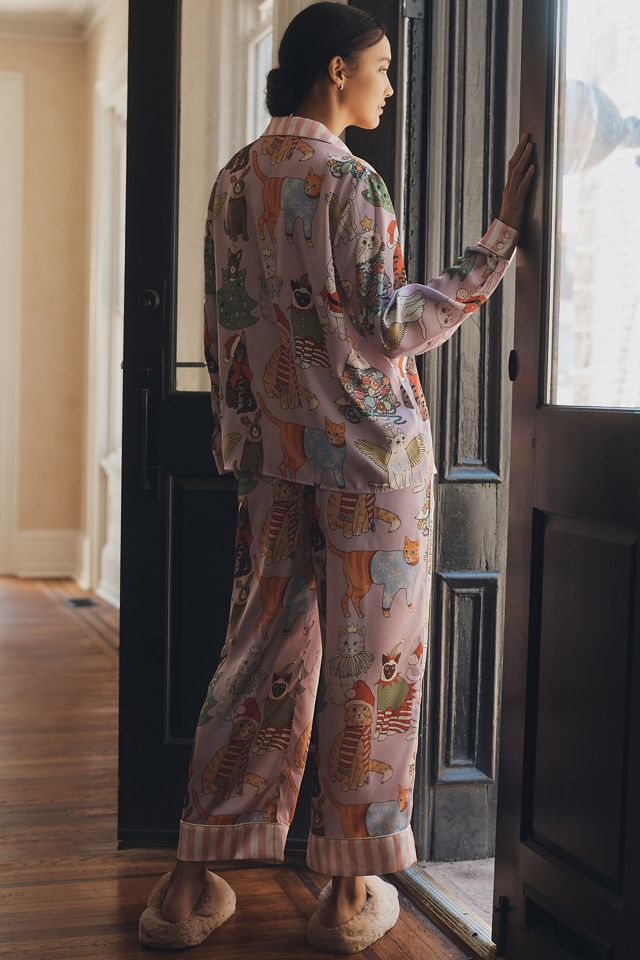 Karen Mabon Holiday Cat Long-Sleeve Pajama Set #1