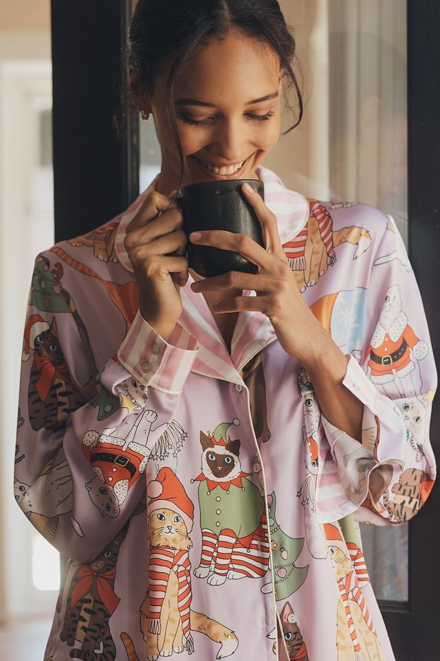 Karen Mabon Holiday Cat Long-Sleeve Pajama Set #2