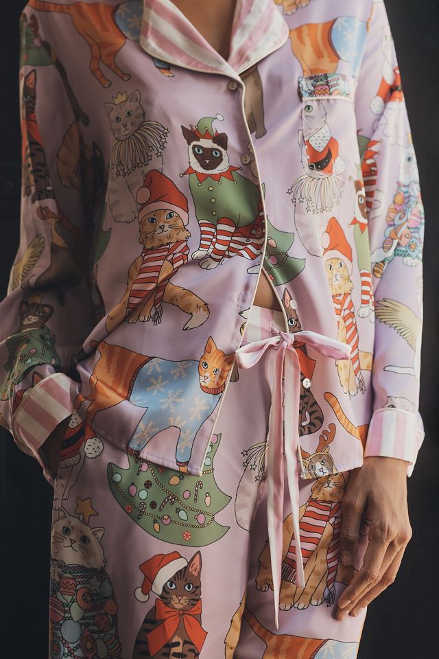 Karen Mabon Holiday Cat Long-Sleeve Pajama Set #3