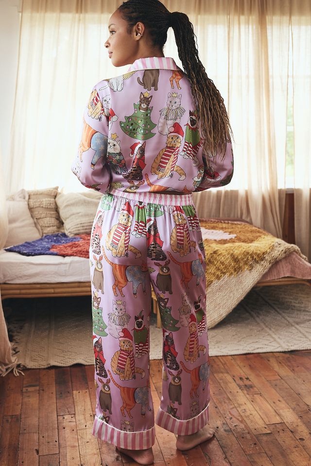 Karen Mabon Holiday Cat Long-Sleeve Pajama Set