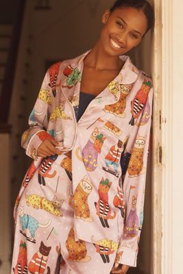 Karen Mabon Skiing Cats Classic Pajama Set
